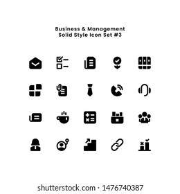 Business and Work Management Minimal Simple Solid Glyph Icon Set Vector Illustration