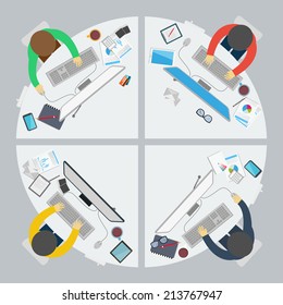 Business work office on flat style 
