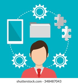 Business work and solutions graphic design, vector illustration 