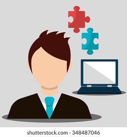 Business work and solutions graphic design, vector illustration 