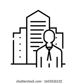 Business worker line icon, concept sign, outline vector illustration, linear symbol.