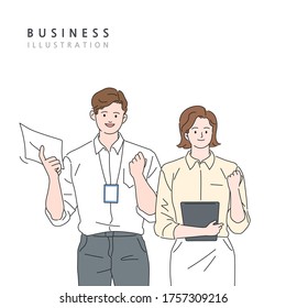 Empresarios, concepto de ilustración de línea vectorial.
