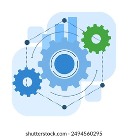 Business workflow concept, work process gears, Infographic elements, Chart with arrows and wheels, work process productivity and efficiency, group of rotating gears. leadership to move the team.