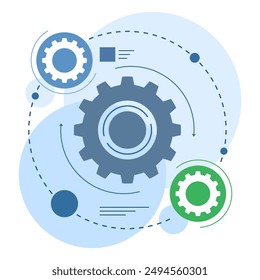 Business workflow concept, work process gears, Infographic elements, Chart with arrows and wheels, work process productivity and efficiency, group of rotating gears. leadership to move the team.