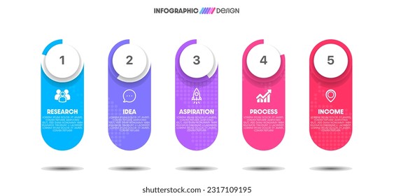 Business Workflow Diagram Infographic 5 Options or Steps. Can be used for presentation ,workflow layout, diagram, banner. Vector illustration
