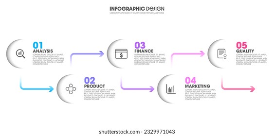Business Workflow Diagram Infographic 5 Options or Steps. Can be used for presentation ,workflow layout, diagram, banner. Vector illustration