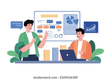 Concepto de ilustración de flujo de trabajo de negocios sobre fondo blanco