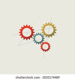 Business workflow and process automation vector concept. Symbol of industry, engineering, technology. Minimal eps10 illustration