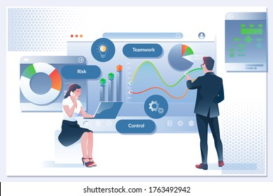 Business workflow, time management, planning, task app, teamwork meeting Vector illustration concept