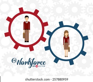Business and Workforce over white background, vector illustration