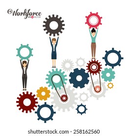 Business and Workforce over white background, vector illustration