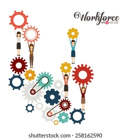 Business and Workforce over white background, vector illustration