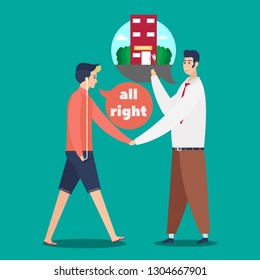 Business of working Concept. Guy referring friends to apply for jobs in the workplace. Design Character. showcasing community such as internships or referring friends. Vector - illustration, isolate.