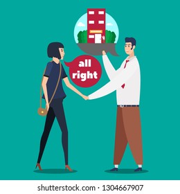 Business of working Concept. Guy referring friends to apply for jobs in the workplace. Design Character. showcasing community such as internships or referring friends. Vector - illustration, isolate.