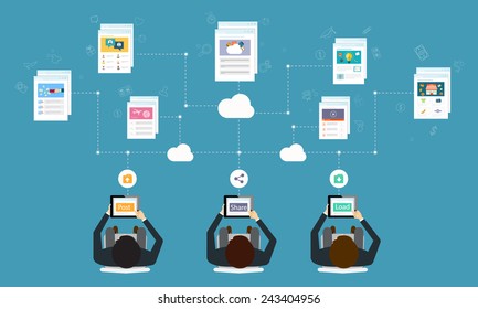 business working on-line network connection by tablet