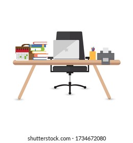 Arbeitsplätze in Unternehmen. Schreibtisch. Vector-Abbildung.