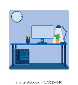 Centro de negocios en el interior de la oficina. Ilustración vectorial. plantilla principal de formulario de trabajo. ilustración vectorial de diseño plano.