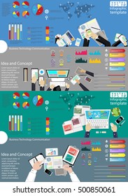 Business workplace Top view modern Idea and Concept Vector illustration Infographic template with graph,icon.