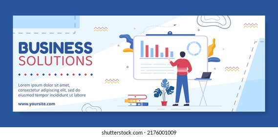 Business Workshop Cover Template Flat Cartoon Background Vector Illustration