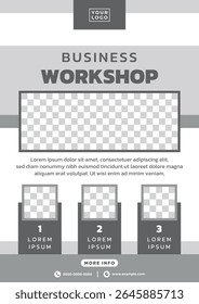 Business Workshop Flyer or Poster Template with Placeholder Images