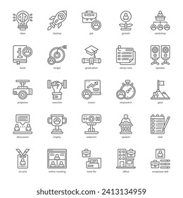 Business Workshop Icon Pack für Ihr Website-Design, Logo, App und Benutzeroberfläche. Business Workshop Symbol Umriss Design. Vektorgrafik-Illustration und bearbeitbarer Strich.