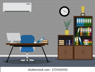 Business workspace with office furniture. Vector illustration.