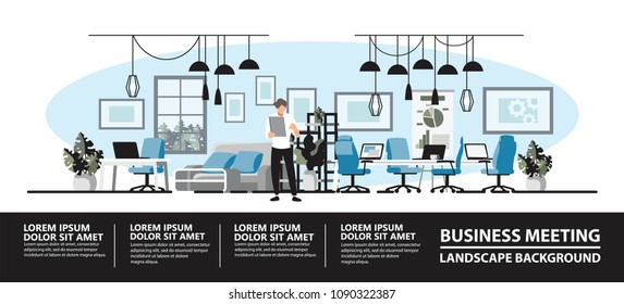 Business  workspace startup hub , meeting room ,Vector illustration.