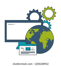 business world computer email communication gears