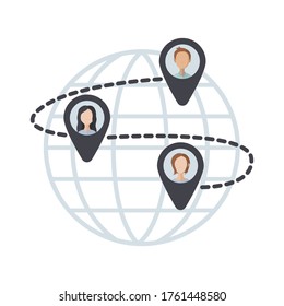 Business world connection flat illustration. Business connection flat icon. Vector.