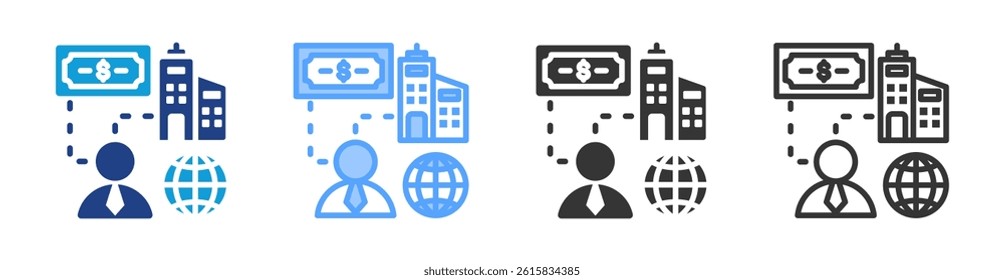Business World icon set multiple style collection