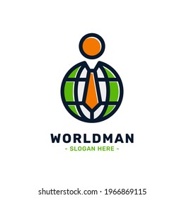 Business World Logo Template Design. Businessman logo. Global business vector illustration.