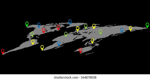 Business world map access points and the circles.