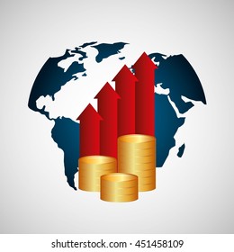 business world money economy finance isolated, vector illustration