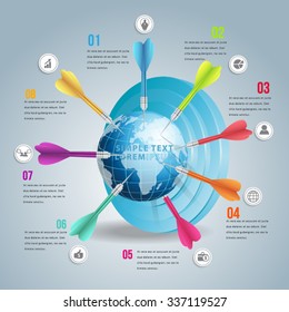 Business world target market infographic with colors dart. Can used for workflow and  banner layer.