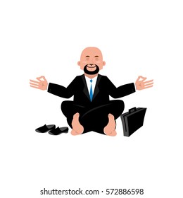 Business yoga. Businessman meditating isolated. Yogi Boss. office Zen and relaxation
