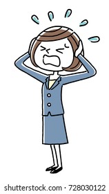 Business: Young woman panic