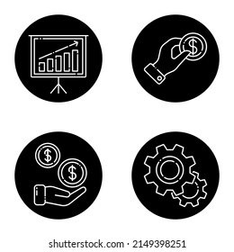 Business_glyph Flat Icon Set Isolated On White Background