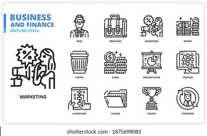 BusinessAndFinance icon set for website, application, printing, document, poster design, etc.