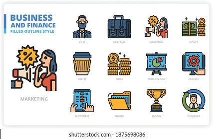 BusinessAndFinance icon set for website, application, printing, document, poster design, etc.