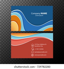 Businesscard template with blue and orange colors illustration
