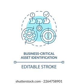 Business-critical asset identification blue concept icon. Effective recovery plan abstract idea thin line illustration. Isolated outline drawing. Editable stroke. Arial, Myriad Pro-Bold fonts used