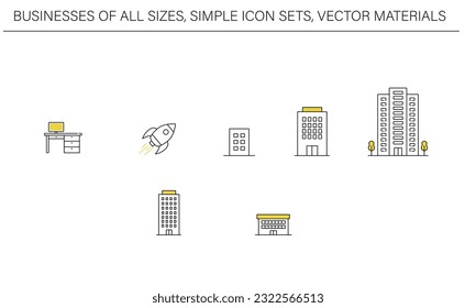 Businesses of all sizes, simple icon sets, vector materials