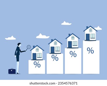 Businesses invest in real estate or housing price rising up concept. vector illustration.
