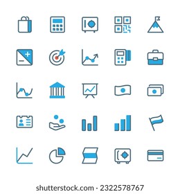 Business,finance vector thin line mini icons set.