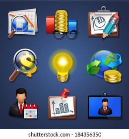 Business-finances icons set vector