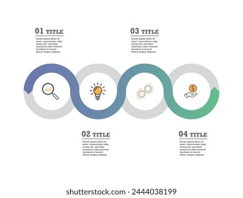 Business-infographics process. Timeline infographics with 4-steps.
