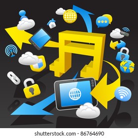business,internet,computing,cloud computing,tablet PC concept.