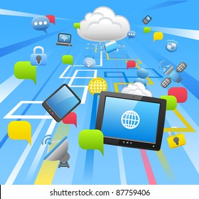 business,internet,computing,cloud computing,tablet PC concept.