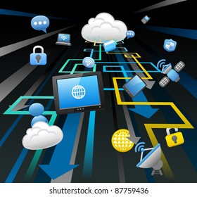 business,internet,computing,cloud computing,tablet PC concept.
