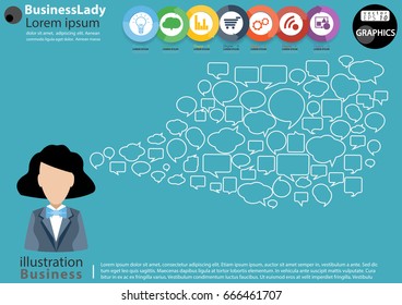 
BusinessLady  -  modern Idea and Concept Vector illustration Business Infographic template with Speech bubble,arrow,Circle, icon.